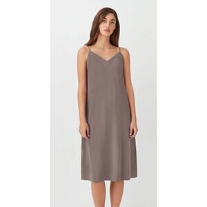 Cuyana Silk Slip Dress Mushroom Neutral Women’s Size L